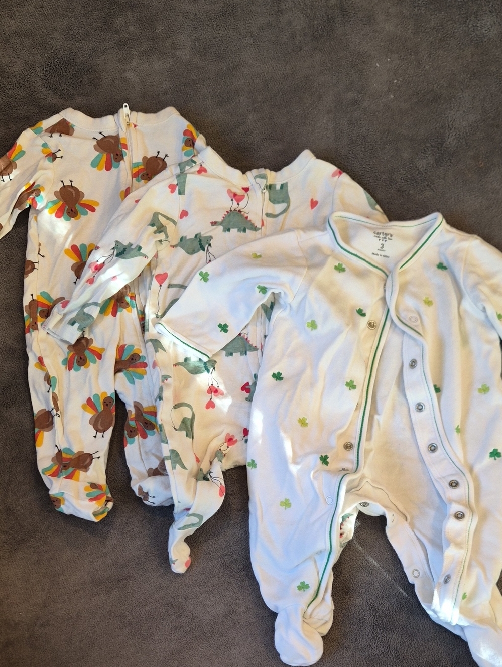 White & Multi-Print Kids One-Piece Sleep and Play Set